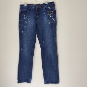Artistix Splashed Blue Jeans w/ frayed hem